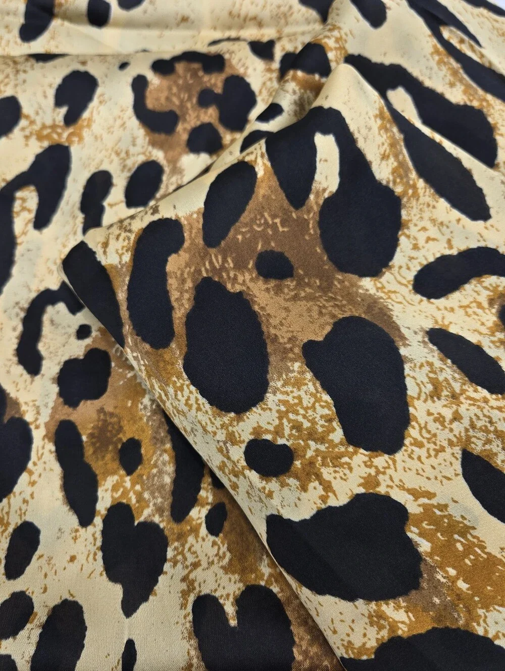 Scarf - Brown / Black Cheetah, 100% Feels Like Silk